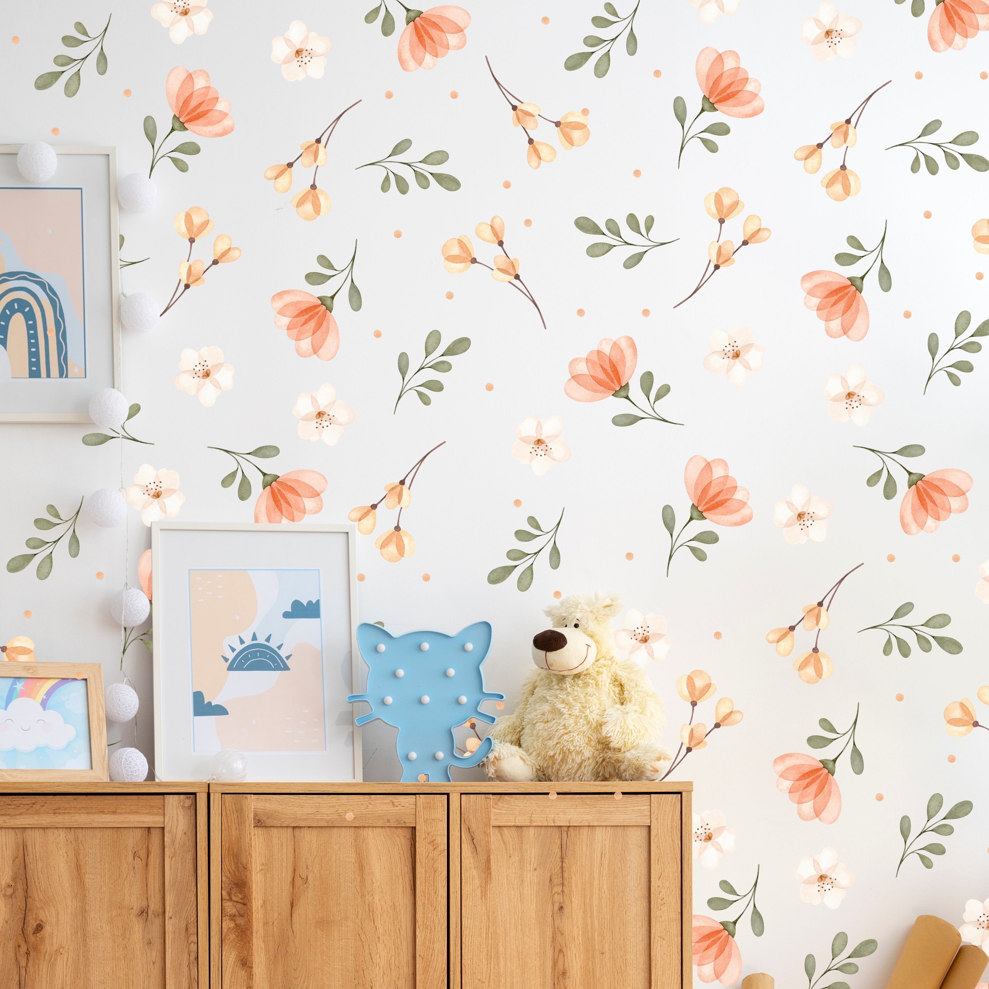 Flower Wall Decal Boho Nursery Wall Decal Stickers Fabric REMOVEABLE W ...