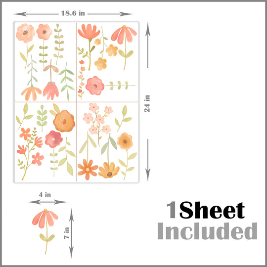Flower Wall Decal Boho Nursery Wall Decal Sticker Girls Room Wall Decor Nursery Decor Kids Room Decal Neutral Girl Decal Gift For Her Floral