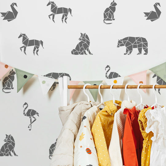 Geometry Safari Animals | Boho Nursery Wall Decal Stickers | REMOVEABLE Wall Decal Sticker | Boho Nursery Decor | Nursery Decals Neutral