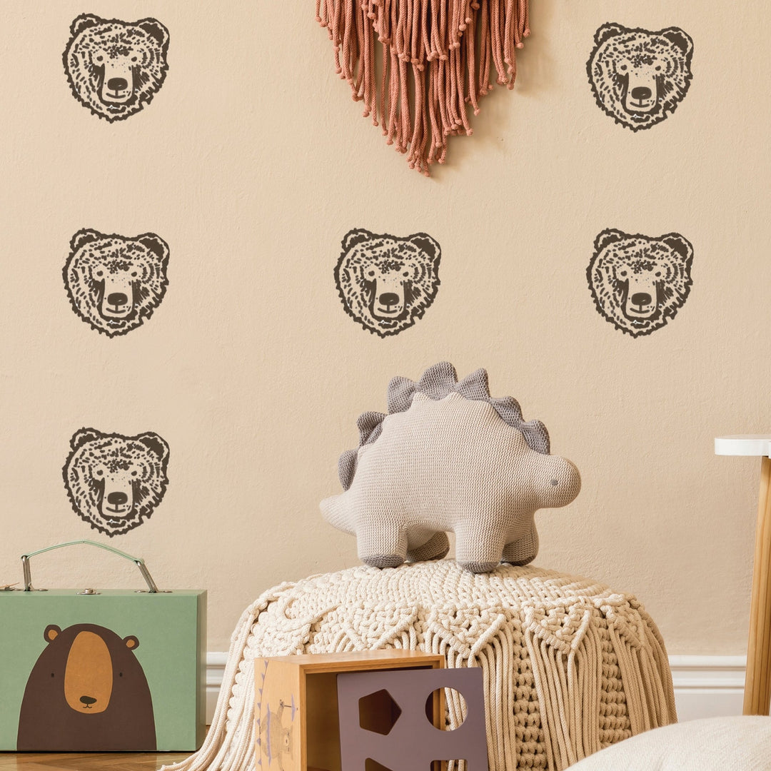 Cute Bear Face Wall Decal | Boho Nursery Wall Decal Stickers | REMOVEABLE Wall Decal Sticker | Boho Nursery Decor | Nursery Decals Neutral