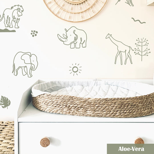 Jungle Safari Animals | Boho Nursery Wall Decal Stickers | REMOVEABLE Wall Decal Sticker | Boho Nursery Decor | Nursery Decals Neutral