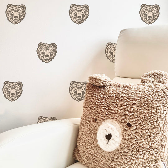 Cute Bear Face Wall Decal | Boho Nursery Wall Decal Stickers | REMOVEABLE Wall Decal Sticker | Boho Nursery Decor | Nursery Decals Neutral