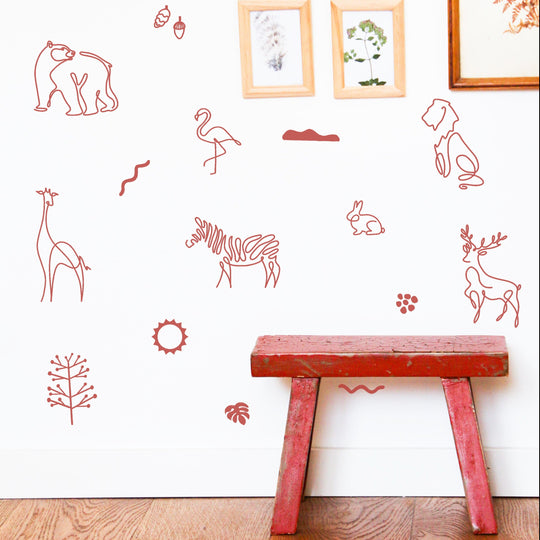 Safari Animals | Boho Nursery Wall Decal Stickers | REMOVEABLE Wall Decal Sticker | Boho Nursery Decor | Nursery Decals Neutral