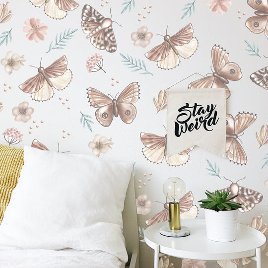 Butterfly Garden Wall Decal | Boho Nursery Wall Decal Stickers | REMOVEABLE Wall Decal Sticker | Boho Nursery Decor | Nursery Decals Neutral