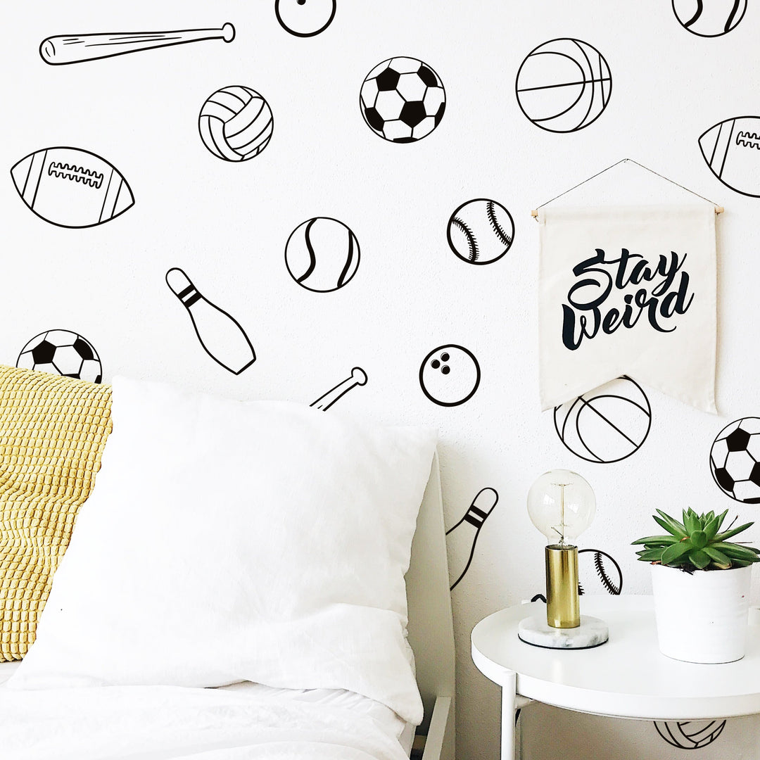 Sports Balls Wall Decal | Boho Nursery Wall Decal Stickers | REMOVEABLE Wall Decal Sticker | Boho Nursery Decor | Nursery Decals Neutral