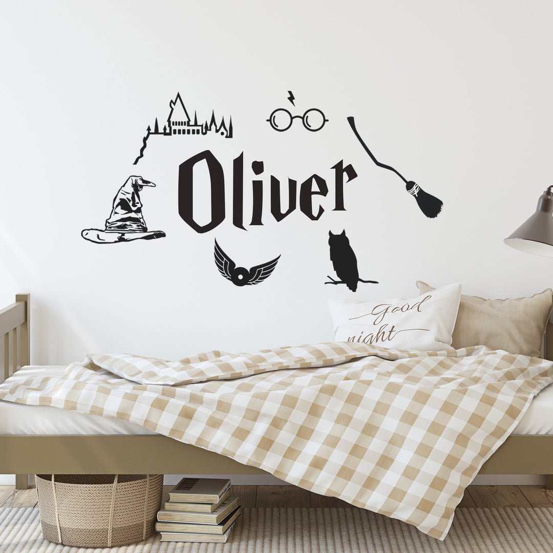 Custom Name Harry Potter Decal  Boho Nursery Wall Decal Stickers | REMOVEABLE Wall Decal Sticker | Boy Nursery Decor Nursery Decals Neutral