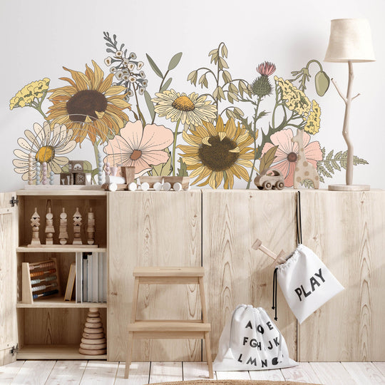 Vintage Floral Wall Decals Boho Nursery Wall Decal Stickers Fabric REMOVEABLE Wall Decal Sticker Boho Nursery Decor Nursery Decals Neutral