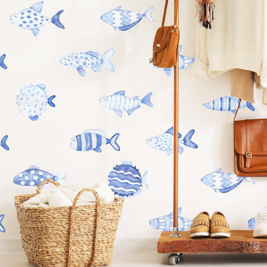 Fish Animal Wall Decal Fabric Removable Wall Decal Sticker Girls Room Decal Nursery Wall Decor Boys Room Wall Decor Kids Room Decal