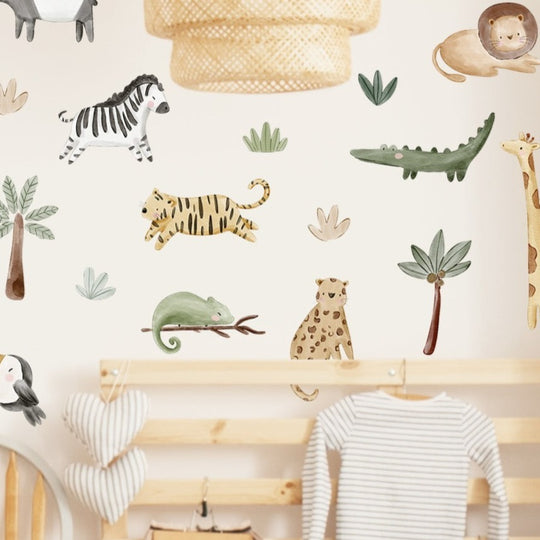 Jungle Safari Animals Wall Decal | Boho Nursery Wall Decal Stickers | REMOVEABLE Wall Decal| Boho Nursery Decor | Nursery Decals Neutral