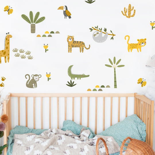 Safari Animals Wall Decal | Boho Nursery Wall Decal Sticker | REMOVEABLE Wall Decal Sticker | Boho Nursery Decor | Nursery Decals Neutral