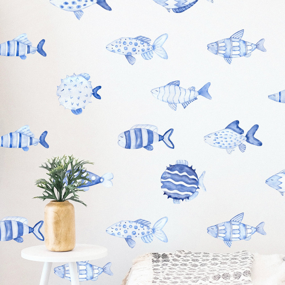 Fish Animal Wall Decal Fabric Removable Wall Decal Sticker Girls Room Decal Nursery Wall Decor Boys Room Wall Decor Kids Room Decal