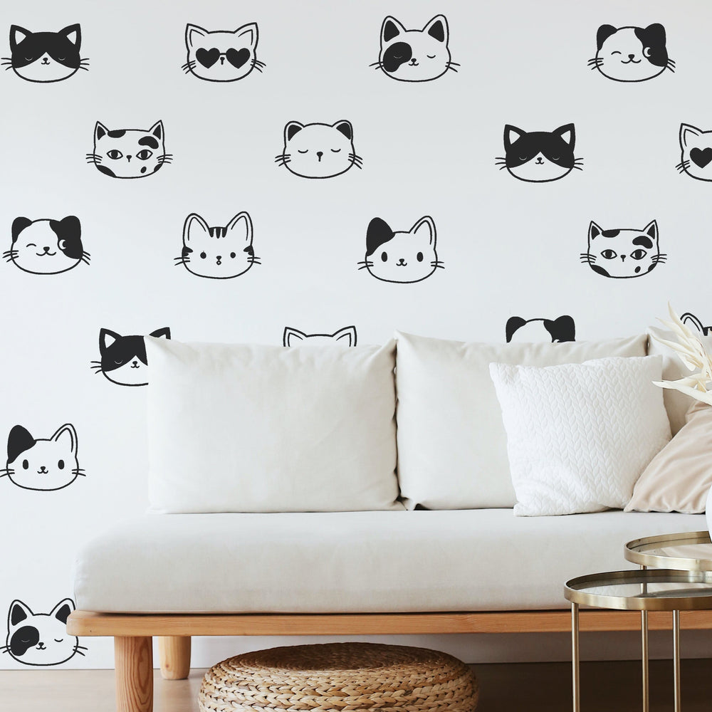 Cute Cat Wall Decal | Boho Nursery Wall Decal Stickers | REMOVEABLE Wall Decal Sticker | Boho Nursery Decor | Nursery Decals Neutral