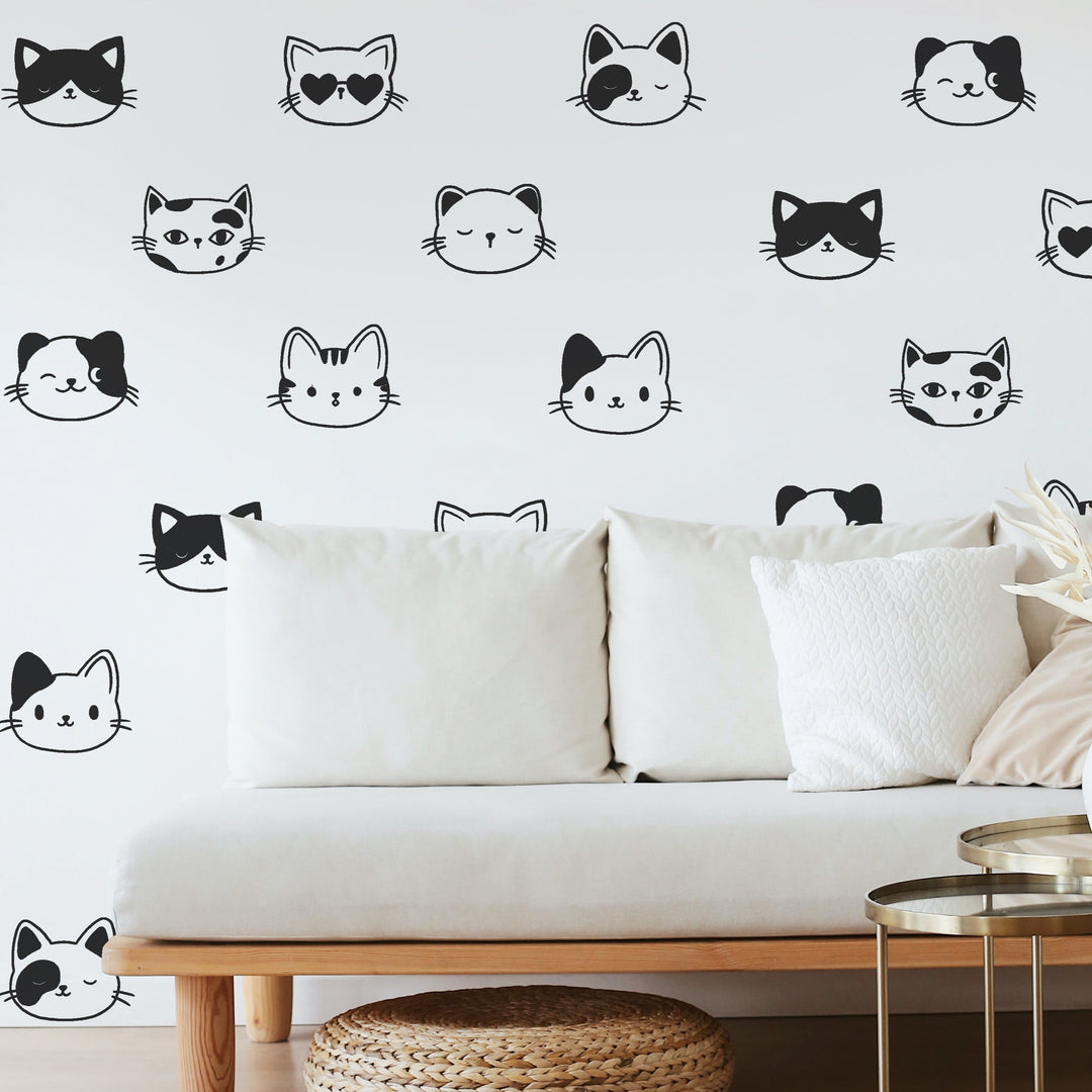 Cute Cat Wall Decal | Boho Nursery Wall Decal Stickers | REMOVEABLE Wall Decal Sticker | Boho Nursery Decor | Nursery Decals Neutral