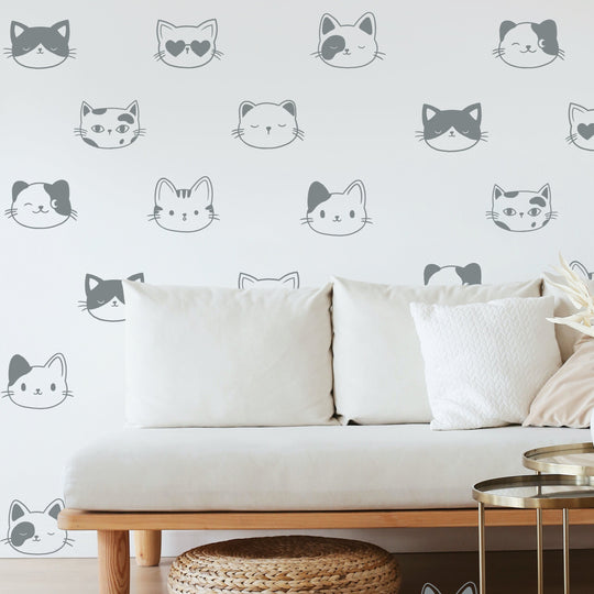 Cute Cat Wall Decal | Boho Nursery Wall Decal Stickers | REMOVEABLE Wall Decal Sticker | Boho Nursery Decor | Nursery Decals Neutral