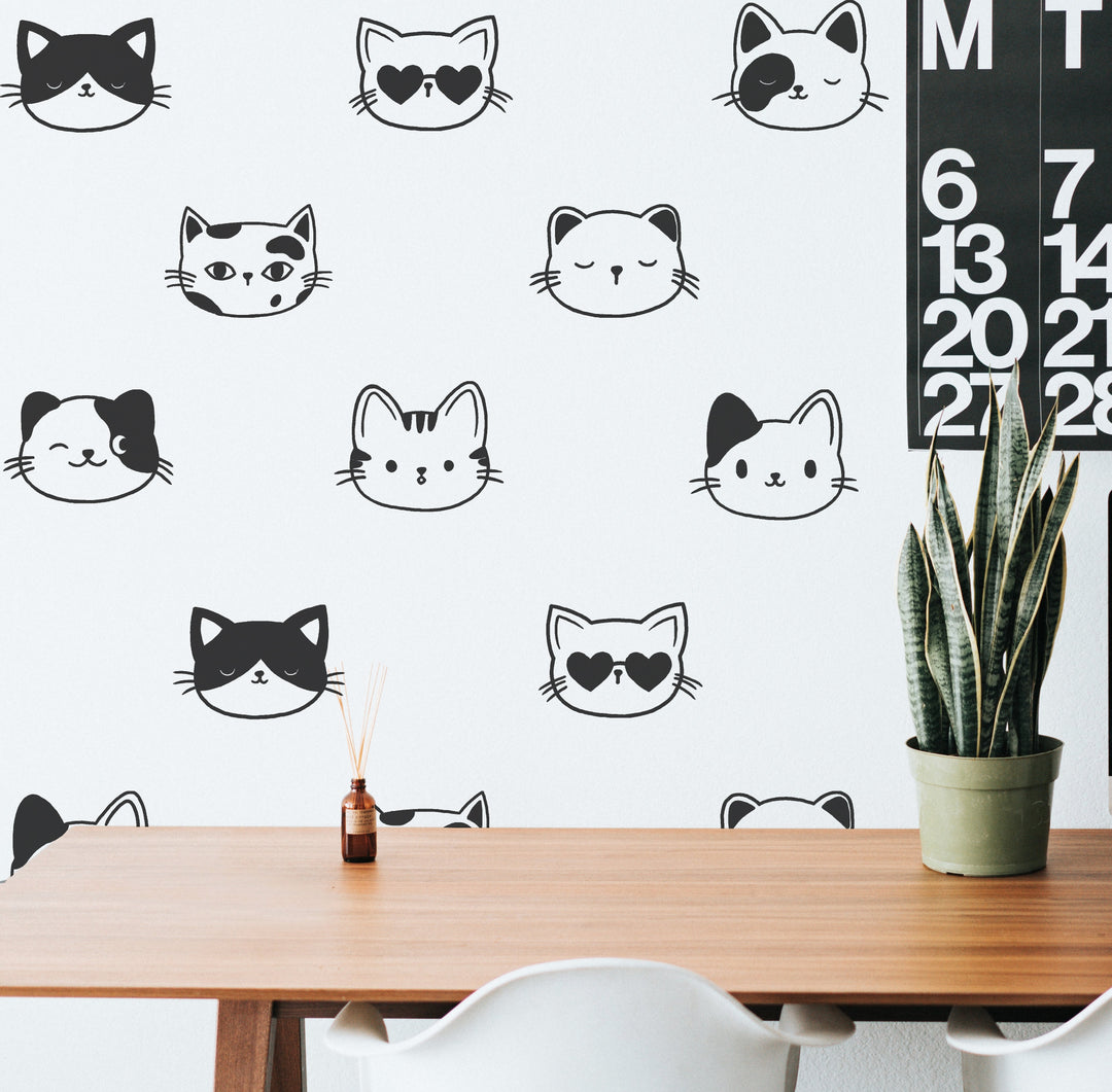 Cute Cat Wall Decal | Boho Nursery Wall Decal Stickers | REMOVEABLE Wall Decal Sticker | Boho Nursery Decor | Nursery Decals Neutral