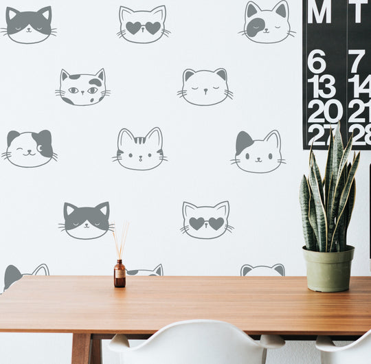 Cute Cat Wall Decal | Boho Nursery Wall Decal Stickers | REMOVEABLE Wall Decal Sticker | Boho Nursery Decor | Nursery Decals Neutral