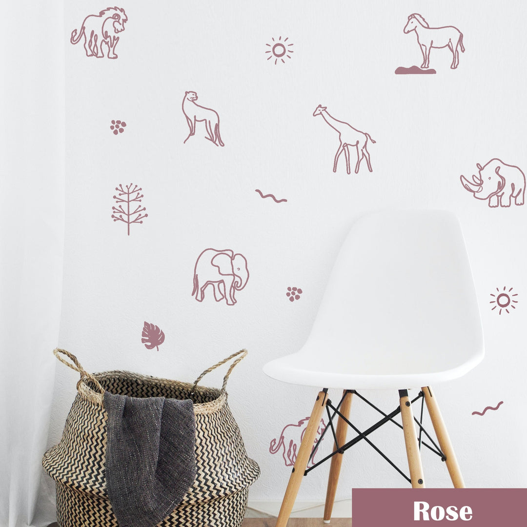 Jungle Safari Animals | Boho Nursery Wall Decal Stickers | REMOVEABLE Wall Decal Sticker | Boho Nursery Decor | Nursery Decals Neutral