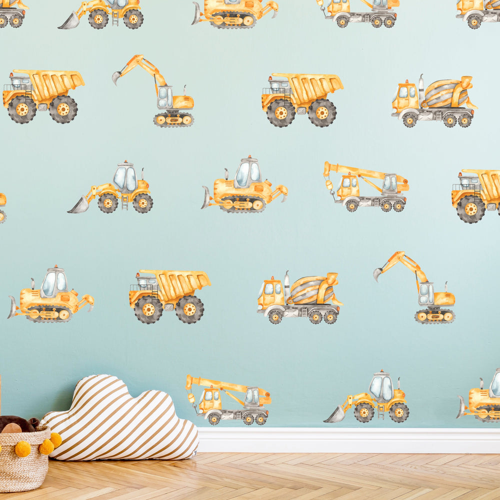 Construction Vehicle -| Boho Nursery Wall Decal Stickers | REMOVEABLE Wall Decal Sticker | Boho Nursery Decor | Nursery Decals Neutral