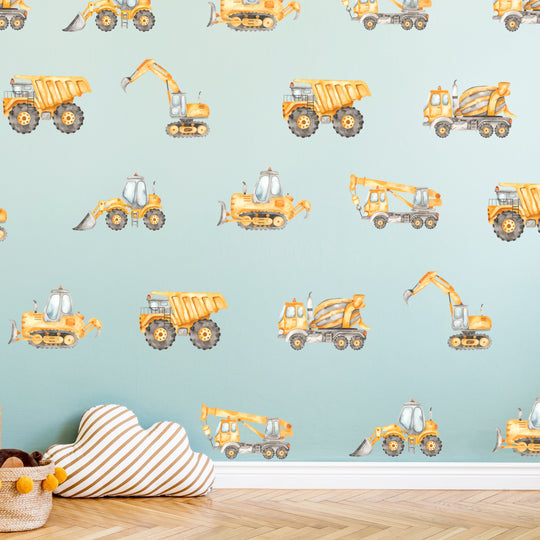 Construction Vehicle -| Boho Nursery Wall Decal Stickers | REMOVEABLE Wall Decal Sticker | Boho Nursery Decor | Nursery Decals Neutral