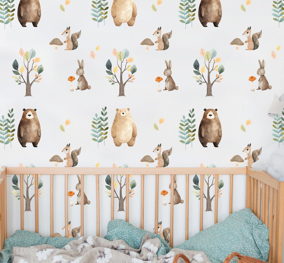 Kids Jungle Safari Animals Wall Decal Boho Nursery Wall Decal Sticker REMOVEABLE Wall Decal Girls Room Decal Kids Room Decor Boys Room Decal