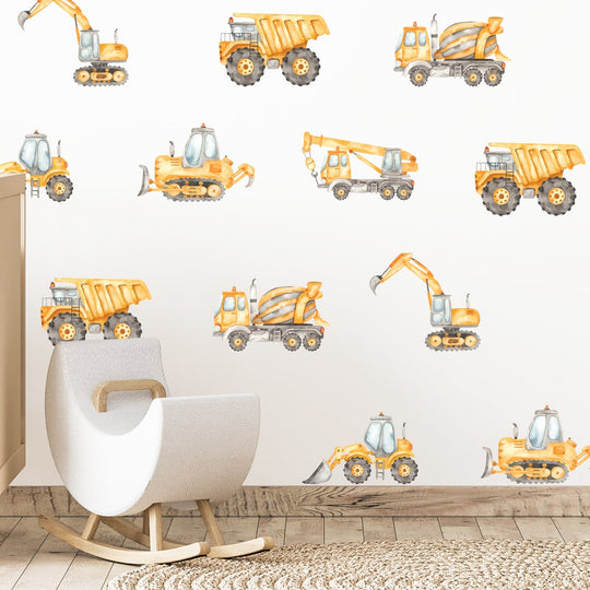 Construction Vehicle -| Boho Nursery Wall Decal Stickers | REMOVEABLE Wall Decal Sticker | Boho Nursery Decor | Nursery Decals Neutral