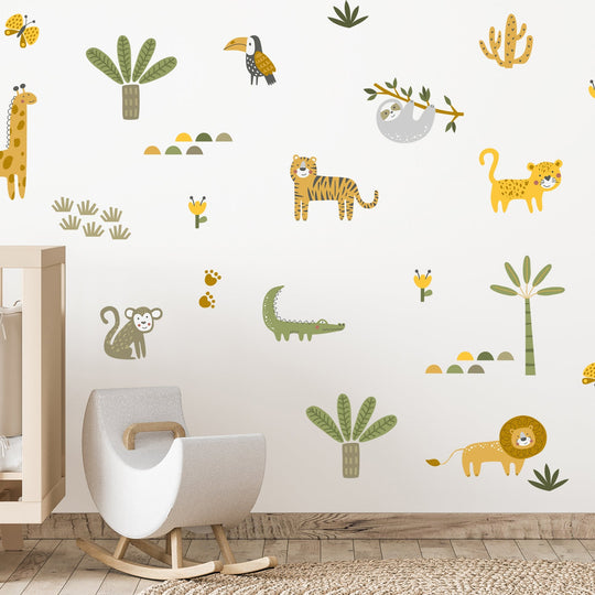 Safari Animals Wall Decal | Boho Nursery Wall Decal Sticker | REMOVEABLE Wall Decal Sticker | Boho Nursery Decor | Nursery Decals Neutral