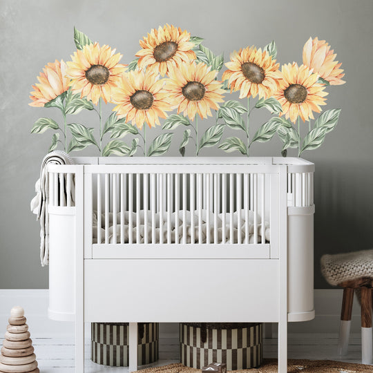 Sunflower Wall Decals | Boho Nursery Wall Decal Stickers | REMOVEABLE Wall Decal Sticker | Boho Nursery Decor | Nursery Decals Neutral