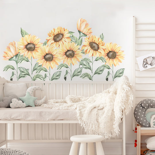 Sunflower Wall Decals | Boho Nursery Wall Decal Stickers | REMOVEABLE Wall Decal Sticker | Boho Nursery Decor | Nursery Decals Neutral