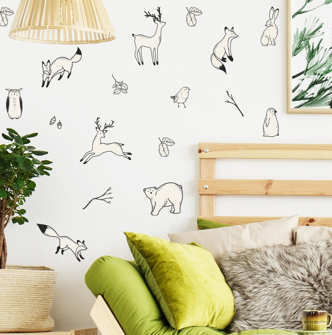 Lovely Winter Animals Wall Decal | Boho Nursery Wall Decal Stickers | REMOVEABLE Wall Decal| Boho Nursery Decor | Nursery Decals Neutral