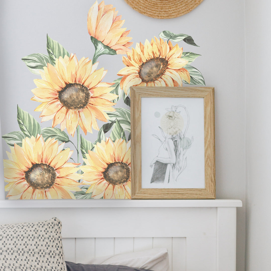 Sunflower Wall Decals | Boho Nursery Wall Decal Stickers | REMOVEABLE Wall Decal Sticker | Boho Nursery Decor | Nursery Decals Neutral