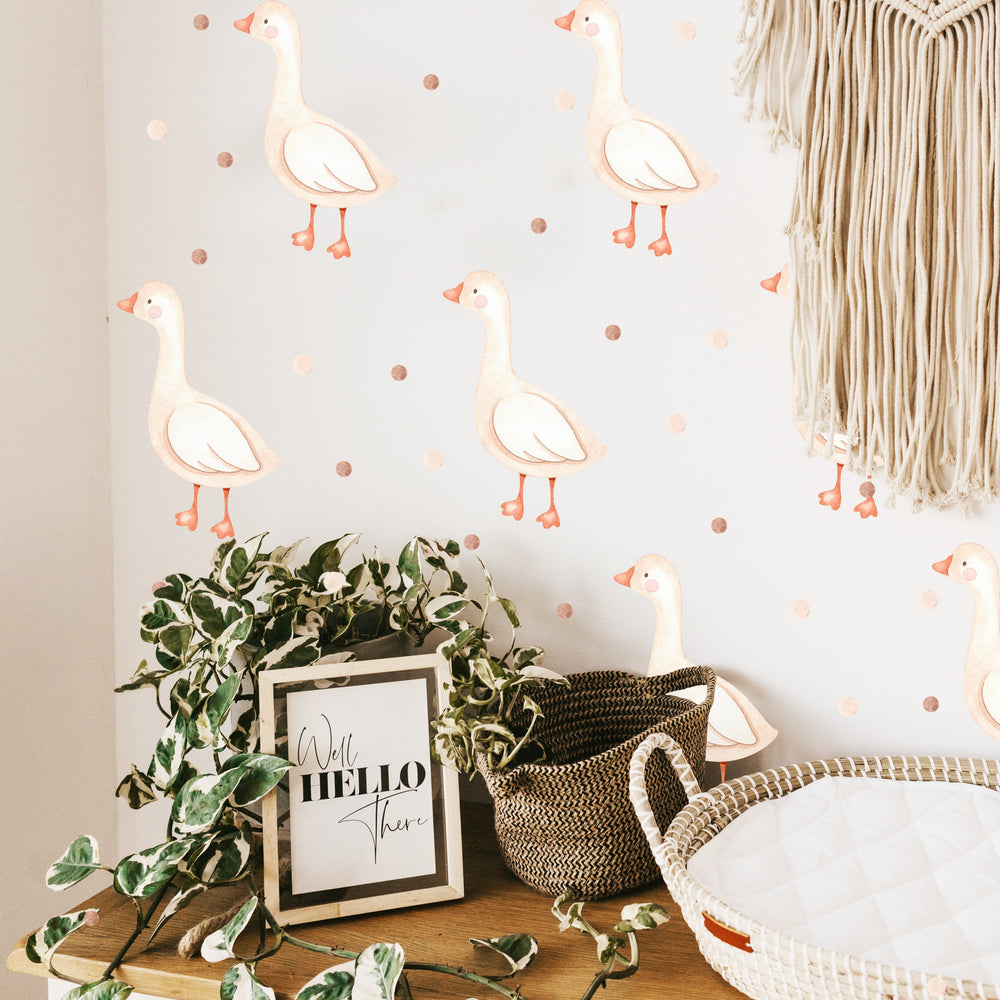 Cute Duck Wall Decal Boho Nursery Wall Decal Stickers | REMOVEABLE Wall Decal Sticker Boho Nursery Decor |Neutral Girls Decal Animal Decal