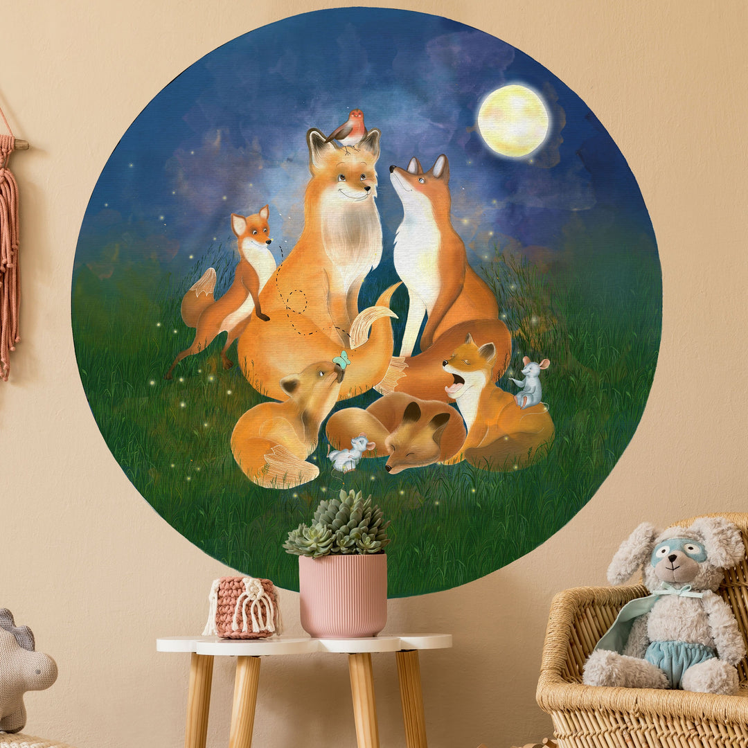 Stunning Fox Family And Friends Round Wallpaper - Life Is Simply Wonderful!