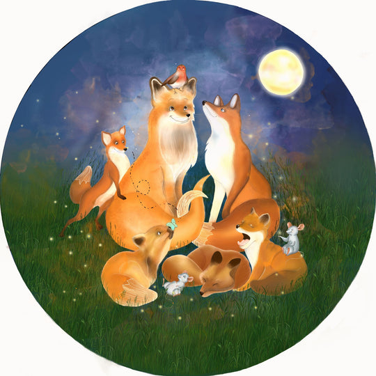 Stunning Fox Family And Friends Round Wallpaper - Life Is Simply Wonderful!